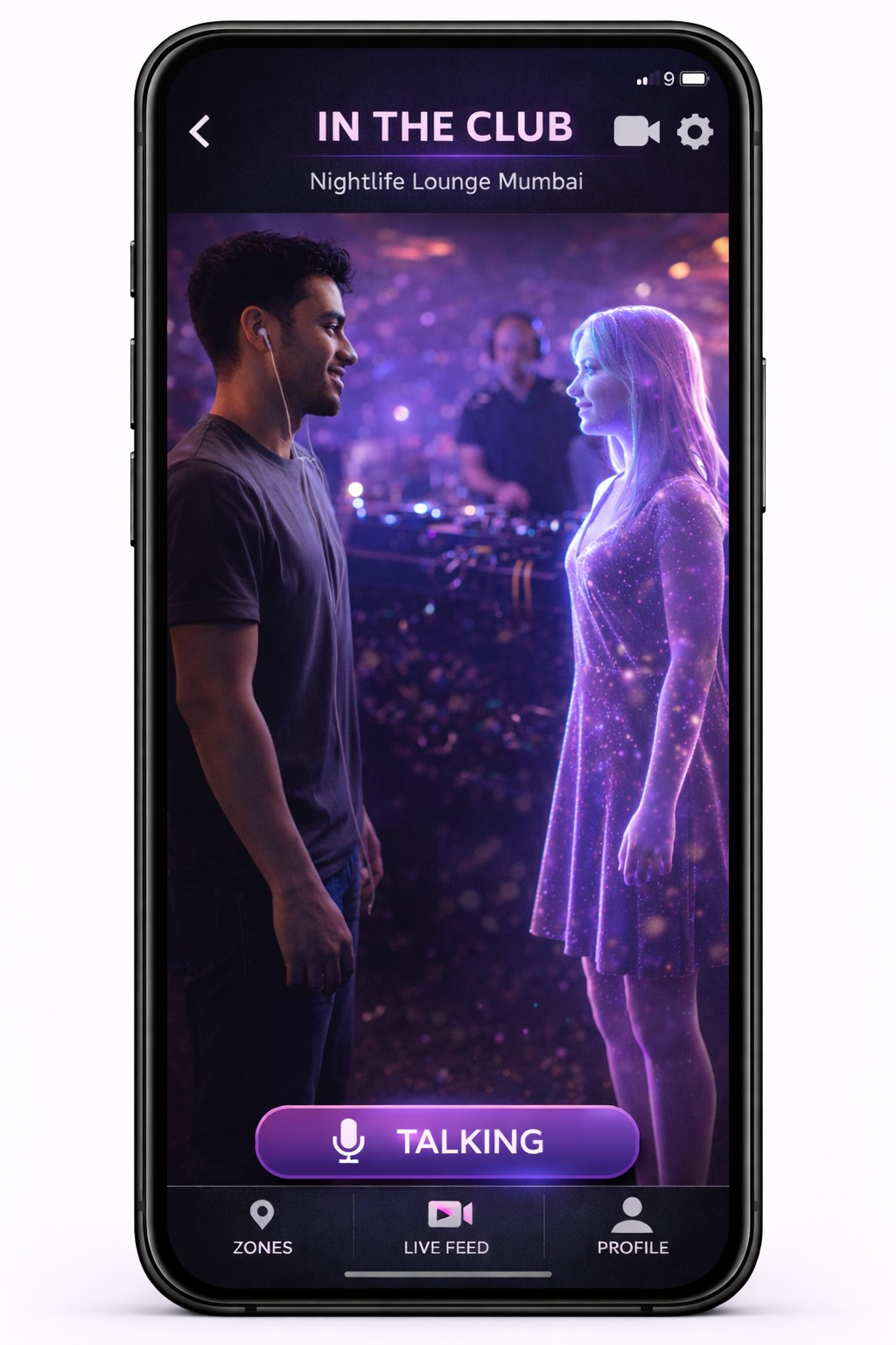 Virtual conversation at nightclub